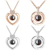 New Rose Gold Silver I love you 100 Lanugage Necklace Love Memory Projection Heart Necklace Birthday Gift Drop 228O