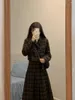 Two Piece Dress Woman's Autumn/winter College Style Plaid Woolen Suit Pleated Skirt Retro Casual Blazers Overskirt Two-piece Suits