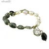 Pulsera de perlas naturales con cuentas Cristal verde Diseño original Para mujer Brazaletes coreanos Estudiante Amigo Joyería de cumpleaños Pieza de mano YQ240226