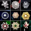 Brooches OKILY Luxury Zircon Flower Brooch Pin For Woman Retro Snowflake Pearl Christmas Accessories Elegant Camellia Decor