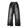 남자 바지 남성 Capris Streetwear Hellstar Yk Sports Harajuku 힙합 그래픽 프린트 헐렁한 캐주얼 여성 고딕 양식의 바지 조깅