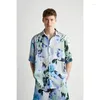 Damenblusen, Tintenblumen, Retro-Batikmuster, Herrenhemden, Damen-Hemd mit Knöpfen, locker, lässig, Sommer, Strand, Hawaii-Stil, Mode, Streetwear, groß