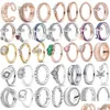 Bröllopsringar Nytt i 100% Real 925 Sier Rings for Women Original Heart Crown Rose Gold Crystal Engagement Wedding Anniversary Jewelry OT74Q