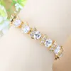 Necklace Earrings Set Simple Round Bridal Four-Piece Suit White Zircon Crystal Gold Color Women Dangle Earrings/Bracelet/Ring 6-Colors