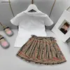 新しい女の子のTシャツドレスセットキッズトラックスーツサイズ100-160人形ベアパターンプリント半袖と短いスカート24feb20