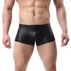 Sous-vêtements 2024 Hommes Sexy Fun Boxer Shorts Mâle En Cuir Verni Avec Anneau Sous-Vêtements Slim Fit Boxers