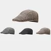 Berets 2024 Herbst Winter Männer Wolle Baskenmütze Britische Vintage Flache Top Schirmmütze Frauen Warme Plaid Maler Hut Vorwärts Sboy