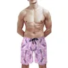 Custom men's beach pants with pocket breathable and comfortable not easy to pilling drawstring lined with mesh cloth loose casual peach leather 170g Lavender