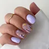 Falska naglar Kort runda mode glitter skivor blommor nagel tips leopard franska falskt för DIY