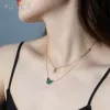 Halsband Allnoel Natural Malachite 925 Sterling Silver Necklace For Wonmen 50cm Chain Futterfly Animiling Presents Fina smycken