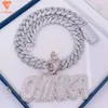 Pendentif lettre sirène glacé avec chaîne à maillons cubains, pendentif Vvs Moissanite en argent 925, collier hip hop, bijoux