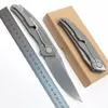 A2296 Высококачественный складной нож Flipper M390 Stone Wash Прямое лезвие с ЧПУ TC4 Ручка из титанового сплава Шарикоподшипниковая шайба EDC Карманные карманные ножи