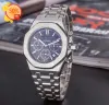 AP All Dial Work Automatic Men Watch 고급 남성 스틸 밴드 석영 운동 시계 골드 실버 레저 손목 시계 3 눈 사파이어 캘린더 Datechronograph A P