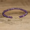 Pulsera minimalista de amatista con cuentas de 4 mm Pulsera delicada ajustable con cuentas de piedras preciosas naturales de alta calidad para mujer Joyería fina YQ240226