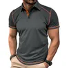 Herren-T-Shirt mit Revers, kurzärmeliges Poloshirt, Designer-Polohemden, modische T-Shirts für Herren, ausgereifte Farbblock-Kleidung aus Baumwollmischung, atmungsaktive Sommer-T-Shirts