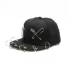 Bollmössor Punk Style Black Parent-Child Hip Hop Hats Trend Pin Rivet Tassel Baseball For Men Women Street Fashion Show Casual269s