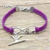 Link Bracelets Antique Alloy Infinity Love Gymnastics Athlete Charm Jewelry Wrap Velvet Bracelet Women Men Unisex Gift 10Color