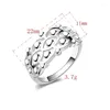 Anéis de cluster clássico 925 personalizado moda menina festa presente de casamento prata oco largo anel esterlina jóias