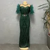 Etnische kleding Dames Afrikaanse jurken Ruches Mouw Feestjurk Kanga Pailletten Prachtige vestidos O-hals Wikkelbillen Slanke mesh gesplitste riem