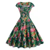 Vestidos de fiesta 2024 Vestido de verano con estampado de flores 50s 60s 40s Vintage Mujer Manga corta Retro Robe Rockabilly Vestidos