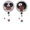 Najnowszy styl Key Pierścienie Black Girl Rhinestone Sconeble Id Holder for Pielęgniarki Akcesoria Odznaka z Aligatorem Clip236W