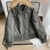 Blouson bombardier pour femme, avec fermeture éclair, col en v, manches longues, manteaux décontractés, printemps-automne 2024, BKW24012