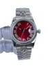Relojes de pulsera Reloj resistente al agua para mujer con adornos de diamantes: correa de acero inoxidable con números romanos de 36 mm