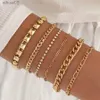 Diezi Vintage Multilayer Gold Color Bracelets for Women Simple Fashion Crystal Rhinestone Bracelet مجموعات المجوهرات YQ240226