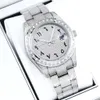 Luxury men's watch, automatic, stainless steel case, diamond-encrusted dial, automatic, diamond-encrusted folding buckle