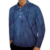 Polos pour hommes Polos de forêt magique Automne Étoiles Imprimer Chemise décontractée à manches longues Col rabattu Modèle tendance T-shirts surdimensionnés