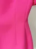 Casual Dresses High Street est Fashion 2024 Designer Women's EleAgnt Short Sleeve Back V Bow Dress Pink