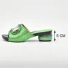Green Color African Women Shoes and Bag Set Decorated with Rhinestone Italian Matching Italy Shoe 240219