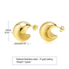 Stud Earrings Simple Moon Studs For Women Girls Classic High Polish Stainless Steel Engagement Jewellery