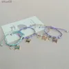 Moda frisada borboleta encantos pulseiras de cristal feminino grânulo pulseiras artesanais pulseira ajustável amigos presentes yq240226