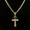 Gyptian Ankh Key Charm Hip Hop Cross Goud Verzilverd Hanger Kettingen Voor Mannen Top Kwaliteit Fashion Party Sieraden Gift2015