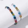 Perlen Rinhoo 1PC handgemachte 4mm glänzende bunte sieben Chakra Kristall Perle verstellbare Seil Kette Armband für Frauen weiblichen Charme Schmuck YQ240226