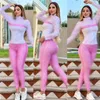 Новые женские спортивные костюмы розового цвета Люксовый бренд Повседневный спортивный костюм из 2 предметов Дизайнерские спортивные костюмы J2692