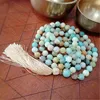 Pendentifs 6mm Amazonite pierre précieuse 108 perles Mala gland collier bénédiction guérison à la main Chakra accessoires prier Reiki Ruyi