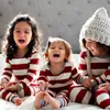 Roupas combinando para a família Mãe Pai Crianças Roupas combinando Macacão infantil fofo Pijama macio e bonito Xmas Conjunto de pijama de Natal com estampa listrada