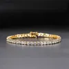 Pulsera de tenis de cristal helado con cuentas para mujer Punk Hiphop Lujo AAA + Cubic Zirconia Boda Color oro Cadena de mano Joyería OHH118 YQ240226