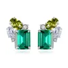 Emerald Gemstone Stud Earrings S925 Silver Shiny Zircon örhängen Europeiska temperament nischdesignsmycken211r