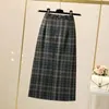 Skirts Women's Autumn And Winter Plaid High Waist A- Line Skirt With Fork Woman Faldas Jupe