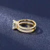 Ringar lyx 14k guldsmycken 4 prong vigselring för kvinnor 1 karat diamant engagemang femme ring brud valentiner gåva för flicka