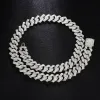 Halsband Hip Hop Iced Out Chain Paled Rhinestones Halsband 15mm Sier Color Full Miami Curb Cuban Chain Rapper Halsband för män smycken