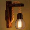 مصباح الحائط حبل خشب المصابيح الرجعية بجانب السرير الطابق العلوي اللامنر المصنوع الصناعي الإضاءة الإضاءة الخشبية