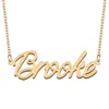 Collana con nome Brooke Collana in oro con targhetta personalizzata con ciondolo per donne, ragazze, regalo di compleanno, bambini, migliori amiche, gioielli, acciaio inossidabile placcato oro 18k