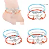 Anklets 3st/set Infinite Pendant Om Yoga Anklet Foot Chain For Woman Summer Armband Flower Charm 3 Color Rope flätad Ank Dhgarden Dhy1l