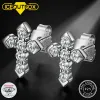 Charme Moissanite Croix Boucles d'oreilles Tendance Nouveau 2,3 mm Design Croix Stud Religion Boucle d'oreille pour femmes Hommes 925 Sterling Silver Fine Jewelry 2022