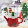 Dinnerware Sets Christmas Kettle Cup Ceramic Teaware Xmas Pot Coffee Cups Retro Teapot Portable Home Office Set