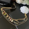 Brand Designer Pendants Channel Necklaces Double Layer Pearl Crystal Gold Plated Stainless Steel Letter C Choker Necklace Chain Jewelry Accessories